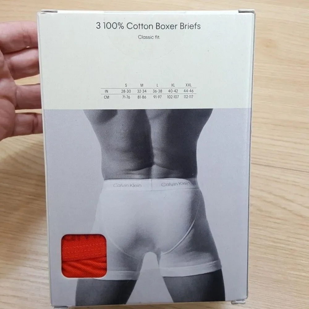 CALVIN KLEIN Boxer Briefs Mens XL Red Blue Grey 3-Pack 100% Cotton Logo